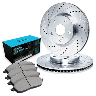 R1 Concepts WGWN1-63026 E- Line Series Brake Rotor - D/S - Silver W/ Ceramic Pads